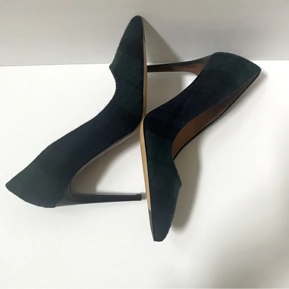 NEW Ralph Lauren Celia Purple Label Black Watch Tartan Stiletto Pumps Size 7 Heels